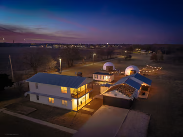 Dusk aerial of The Connect Resort
